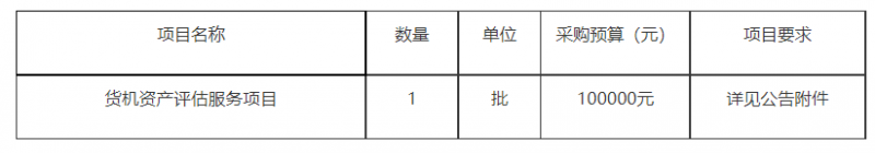 南综汇盛 (天津)融资租赁有限公司货机资产评估服务项目竞争性磋商