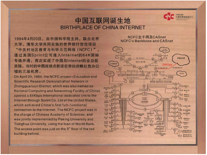 中科院计算机网络信息中心2号楼前的铜牌